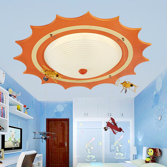 Orange Sun Ceiling Mount Light with Plane Modern Style Acrylic Flush Light for Child Bedroom Orange Clearhalo 'Ceiling Lights' 'Close To Ceiling Lights' 'Close to ceiling' 'Flush mount' Lighting' 184675