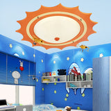 Orange Sun Ceiling Mount Light with Plane Modern Style Acrylic Flush Light for Child Bedroom Clearhalo 'Ceiling Lights' 'Close To Ceiling Lights' 'Close to ceiling' 'Flush mount' Lighting' 184676