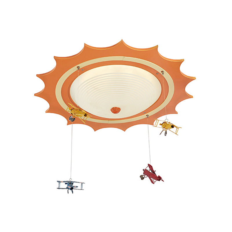 Orange Sun Ceiling Mount Light with Plane Modern Style Acrylic Flush Light for Child Bedroom Clearhalo 'Ceiling Lights' 'Close To Ceiling Lights' 'Close to ceiling' 'Flush mount' Lighting' 184677