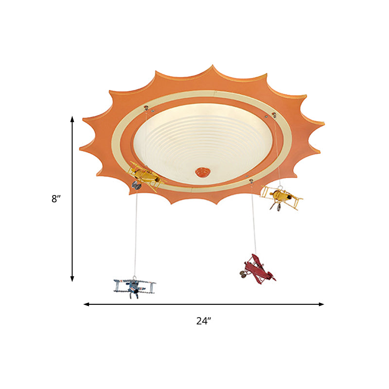 Orange Sun Ceiling Mount Light with Plane Modern Style Acrylic Flush Light for Child Bedroom Clearhalo 'Ceiling Lights' 'Close To Ceiling Lights' 'Close to ceiling' 'Flush mount' Lighting' 184678