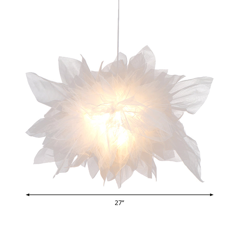 1 Light Floral Theme Pendant Lighting Modern Pretty Fabric Hanging Light in White for Bedroom Clearhalo 'Ceiling Lights' 'Modern Pendants' 'Modern' 'Pendant Lights' 'Pendants' Lighting' 184705