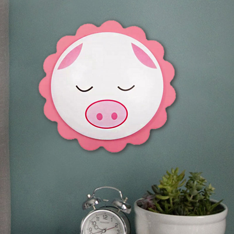 Piggy Shaped Ceiling Lamp Cartoon Acrylic Flush Mount Light in Pink Finish for Child Bedroom Pink Clearhalo 'Ceiling Lights' 'Close To Ceiling Lights' 'Close to ceiling' 'Flush mount' Lighting' 184708