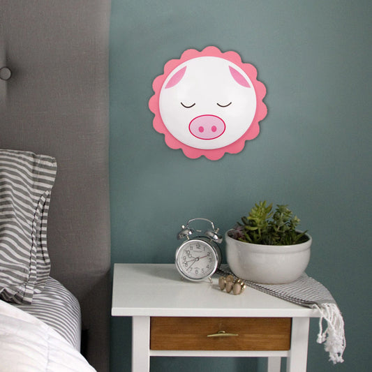 Piggy Shaped Ceiling Lamp Cartoon Acrylic Flush Mount Light in Pink Finish for Child Bedroom Clearhalo 'Ceiling Lights' 'Close To Ceiling Lights' 'Close to ceiling' 'Flush mount' Lighting' 184709