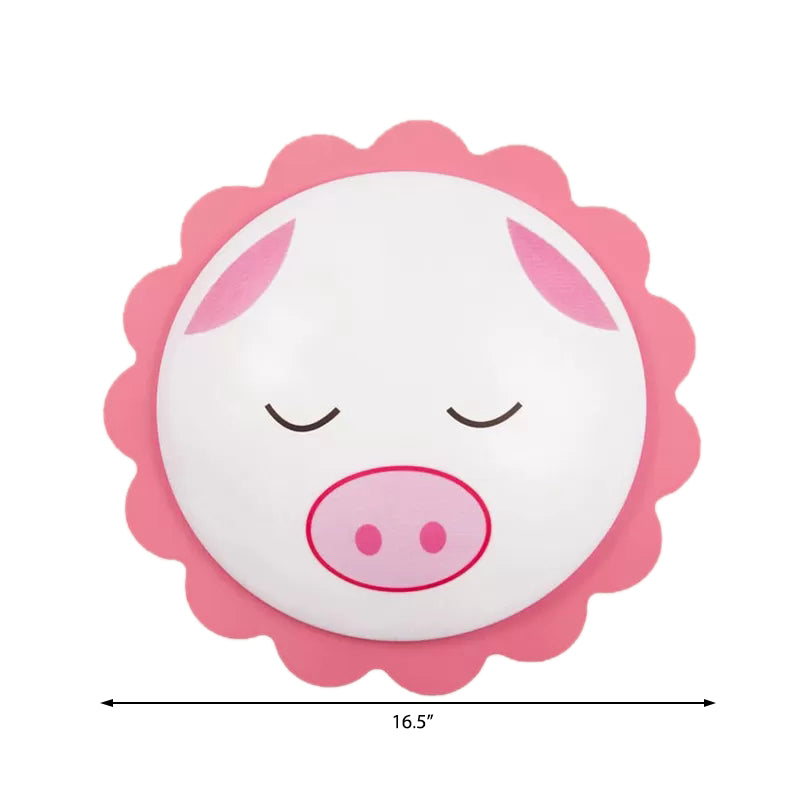 Piggy Shaped Ceiling Lamp Cartoon Acrylic Flush Mount Light in Pink Finish for Child Bedroom Clearhalo 'Ceiling Lights' 'Close To Ceiling Lights' 'Close to ceiling' 'Flush mount' Lighting' 184711