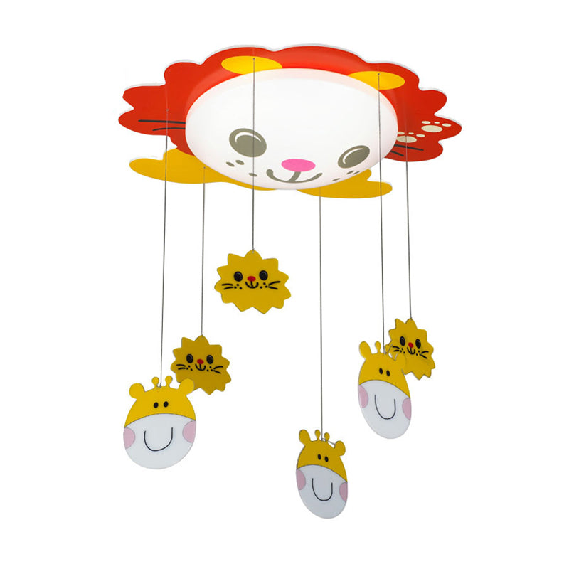 Kindergarten Sun Ceiling Mount Light with Ox & Kitten Acrylic Lovely Red Ceiling Lamp Clearhalo 'Ceiling Lights' 'Close To Ceiling Lights' 'Close to ceiling' 'Flush mount' Lighting' 184739