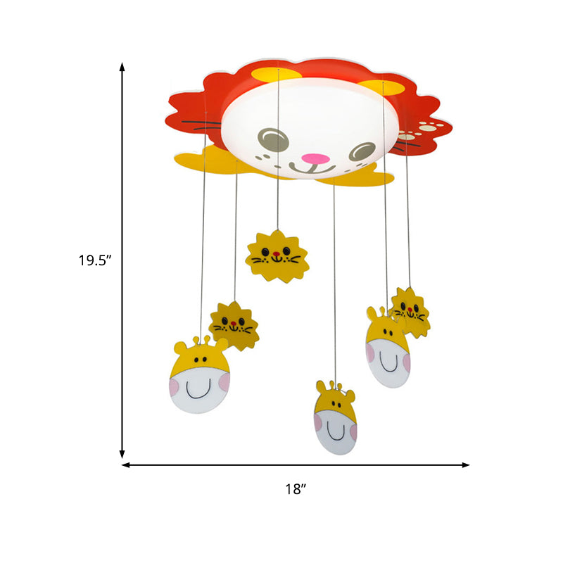 Kindergarten Sun Ceiling Mount Light with Ox & Kitten Acrylic Lovely Red Ceiling Lamp Clearhalo 'Ceiling Lights' 'Close To Ceiling Lights' 'Close to ceiling' 'Flush mount' Lighting' 184740