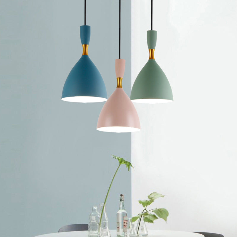 Restaurant Cloth Shop Funnel Pendant Lighting Aluminum 1 Head Macaron Loft Suspension Light Clearhalo 'Ceiling Lights' 'Modern Pendants' 'Modern' 'Pendant Lights' 'Pendants' Lighting' 184844