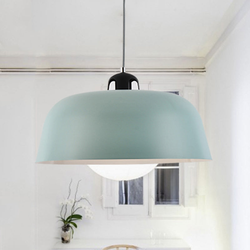 Macaron Barn Shape Hanging Pendant Light 1 Light Metal Ceiling Lamp in Blue/Green/Yellow/Pink for Nursing Room Bathroom Blue Clearhalo 'Ceiling Lights' 'Modern Pendants' 'Modern' 'Pendant Lights' 'Pendants' Lighting' 184966