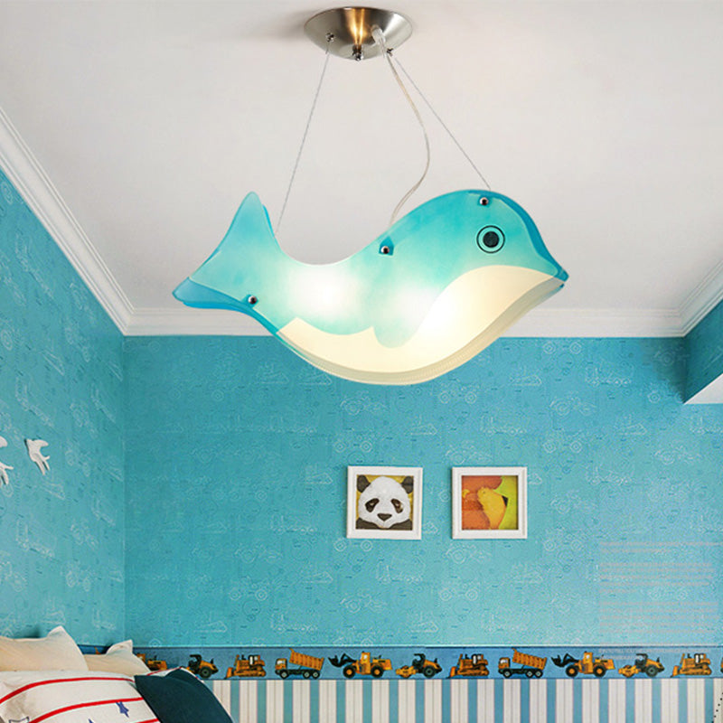 Modern Fish Hanging Light Metal Two Lights Blue Ceiling Pendant for Girls Bedroom Clearhalo 'Ceiling Lights' 'Pendant Lights' 'Pendants' Lighting' 185017