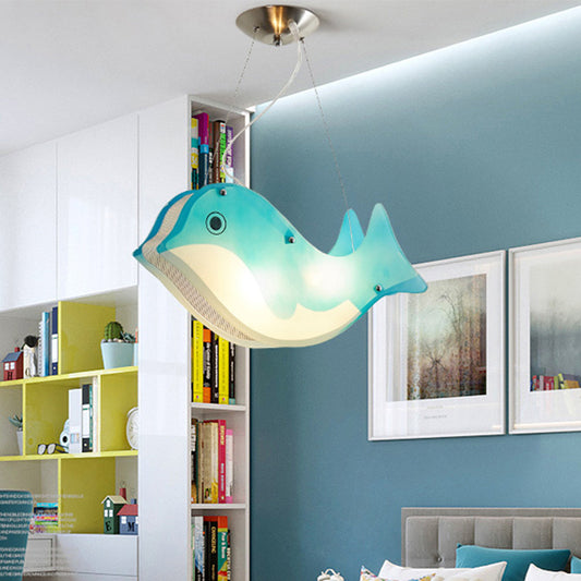 Modern Fish Hanging Light Metal Two Lights Blue Ceiling Pendant for Girls Bedroom Clearhalo 'Ceiling Lights' 'Pendant Lights' 'Pendants' Lighting' 185018