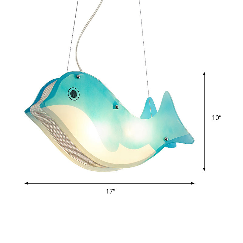 Modern Fish Hanging Light Metal Two Lights Blue Ceiling Pendant for Girls Bedroom Clearhalo 'Ceiling Lights' 'Pendant Lights' 'Pendants' Lighting' 185020