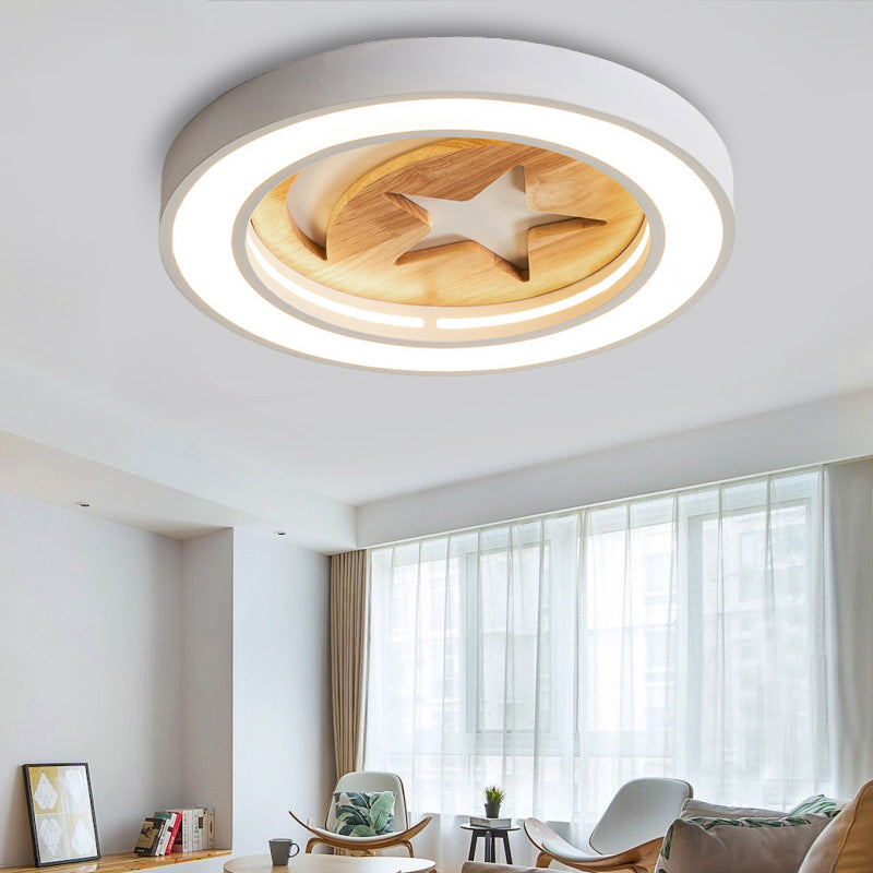 Slim Circle Kid Bedroom Ceiling Mount Light Acrylic Modern LED Ceiling Lamp with Star White Clearhalo 'Ceiling Lights' 'Close To Ceiling Lights' 'Close to ceiling' 'Flush mount' Lighting' 185078