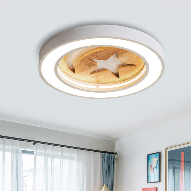 Slim Circle Kid Bedroom Ceiling Mount Light Acrylic Modern LED Ceiling Lamp with Star Clearhalo 'Ceiling Lights' 'Close To Ceiling Lights' 'Close to ceiling' 'Flush mount' Lighting' 185079