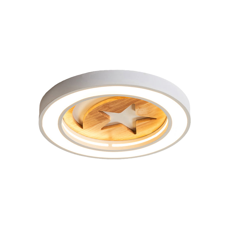 Slim Circle Kid Bedroom Ceiling Mount Light Acrylic Modern LED Ceiling Lamp with Star Clearhalo 'Ceiling Lights' 'Close To Ceiling Lights' 'Close to ceiling' 'Flush mount' Lighting' 185080