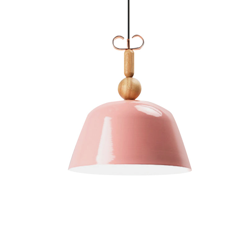 Nordic Bright-Colored Pendant Lamp Bell Shade Single Head Metallic Ceiling Lighting in Blue/Pink/Red/Yellow for Living Room Clearhalo 'Ceiling Lights' 'Modern Pendants' 'Modern' 'Pendant Lights' 'Pendants' Lighting' 185100