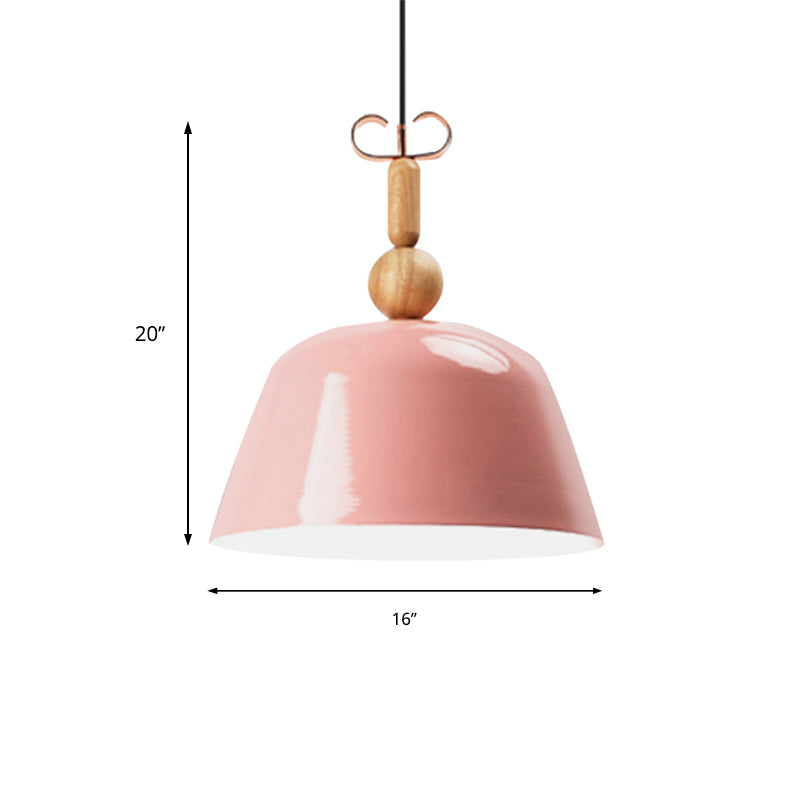 Nordic Bright-Colored Pendant Lamp Bell Shade Single Head Metallic Ceiling Lighting in Blue/Pink/Red/Yellow for Living Room Clearhalo 'Ceiling Lights' 'Modern Pendants' 'Modern' 'Pendant Lights' 'Pendants' Lighting' 185101