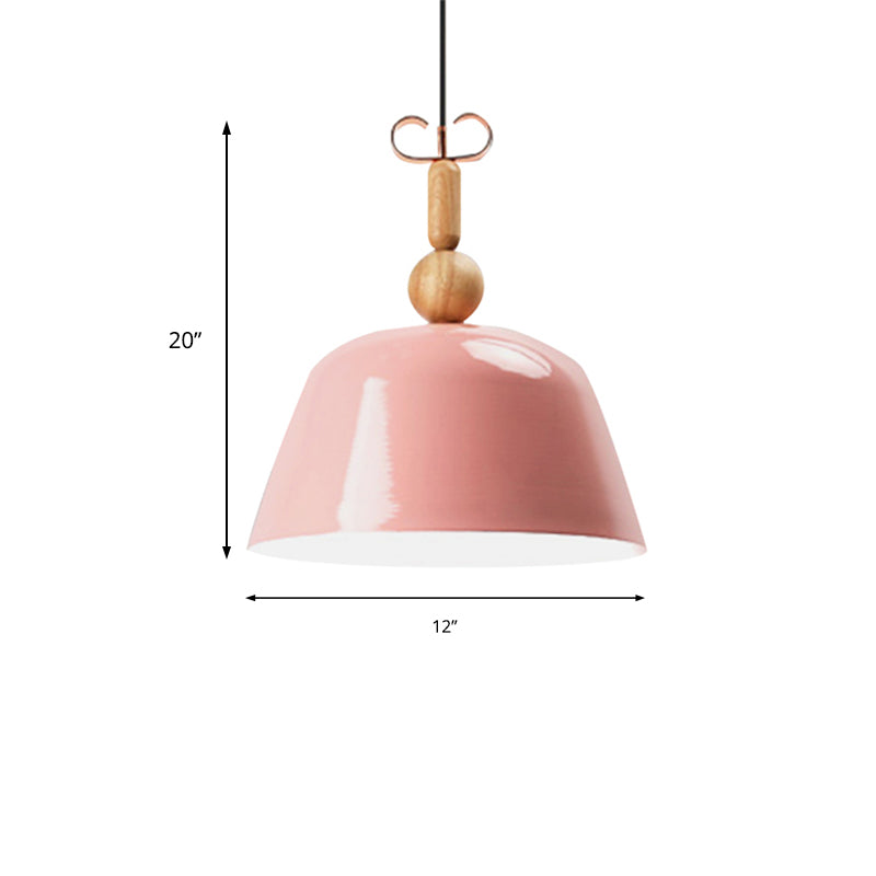 Nordic Bright-Colored Pendant Lamp Bell Shade Single Head Metallic Ceiling Lighting in Blue/Pink/Red/Yellow for Living Room Clearhalo 'Ceiling Lights' 'Modern Pendants' 'Modern' 'Pendant Lights' 'Pendants' Lighting' 185102