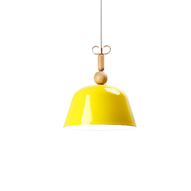 Nordic Bright-Colored Pendant Lamp Bell Shade Single Head Metallic Ceiling Lighting in Blue/Pink/Red/Yellow for Living Room Clearhalo 'Ceiling Lights' 'Modern Pendants' 'Modern' 'Pendant Lights' 'Pendants' Lighting' 185105