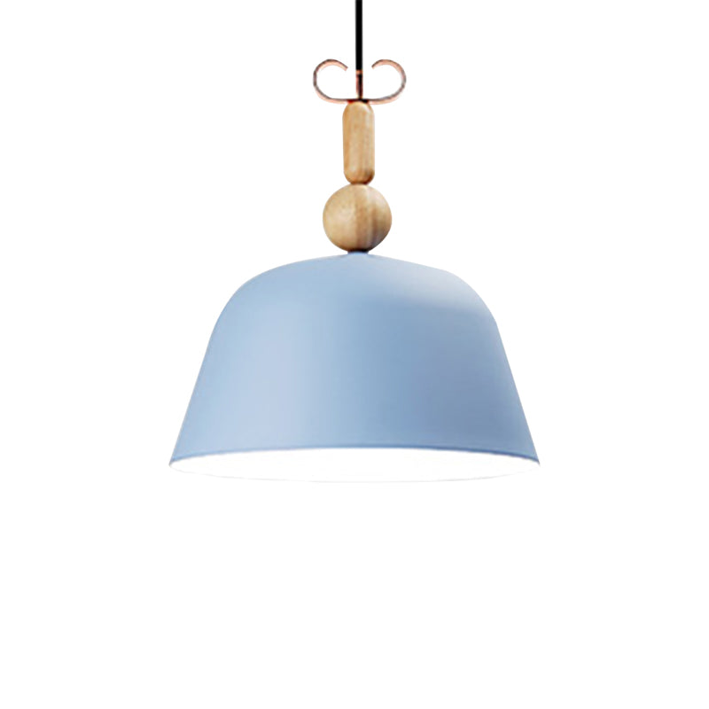 Nordic Bright-Colored Pendant Lamp Bell Shade Single Head Metallic Ceiling Lighting in Blue/Pink/Red/Yellow for Living Room Clearhalo 'Ceiling Lights' 'Modern Pendants' 'Modern' 'Pendant Lights' 'Pendants' Lighting' 185107