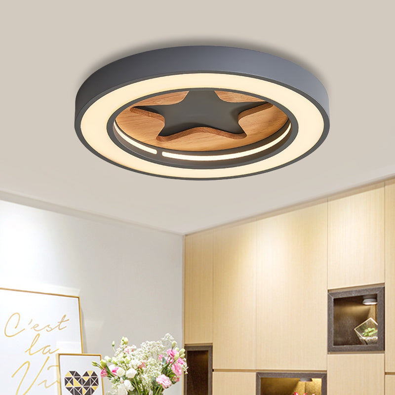 Slim Round LED Flush Mount Light with Star Nordic Stylish Acrylic Ceiling Lamp for Corridor Grey Clearhalo 'Ceiling Lights' 'Close To Ceiling Lights' 'Close to ceiling' 'Flush mount' Lighting' 185120