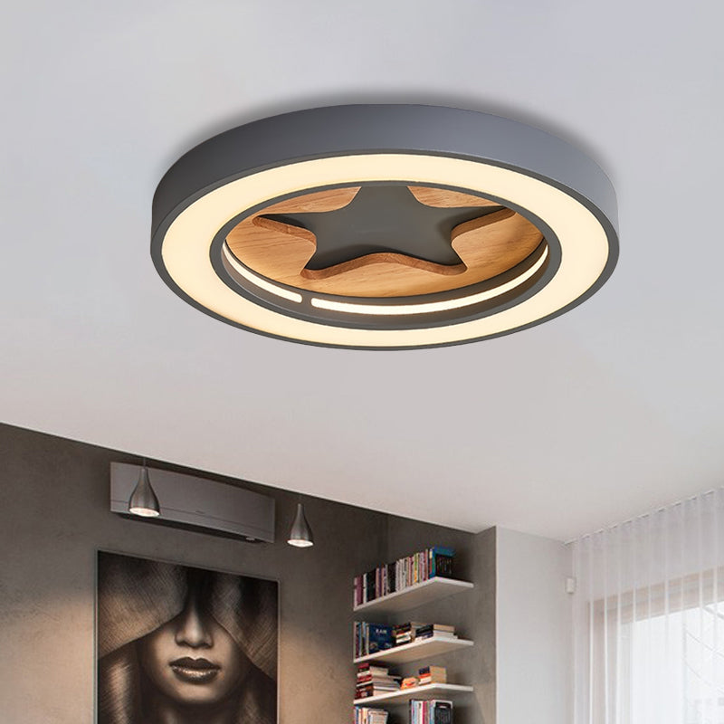 Slim Round LED Flush Mount Light with Star Nordic Stylish Acrylic Ceiling Lamp for Corridor Clearhalo 'Ceiling Lights' 'Close To Ceiling Lights' 'Close to ceiling' 'Flush mount' Lighting' 185121