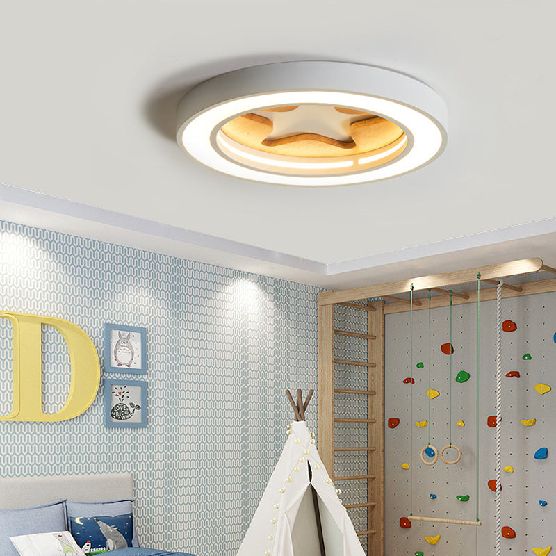 Slim Round LED Flush Mount Light with Star Nordic Stylish Acrylic Ceiling Lamp for Corridor White Clearhalo 'Ceiling Lights' 'Close To Ceiling Lights' 'Close to ceiling' 'Flush mount' Lighting' 185124