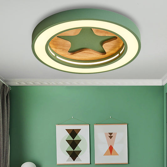 Slim Round LED Flush Mount Light with Star Nordic Stylish Acrylic Ceiling Lamp for Corridor Green Clearhalo 'Ceiling Lights' 'Close To Ceiling Lights' 'Close to ceiling' 'Flush mount' Lighting' 185127