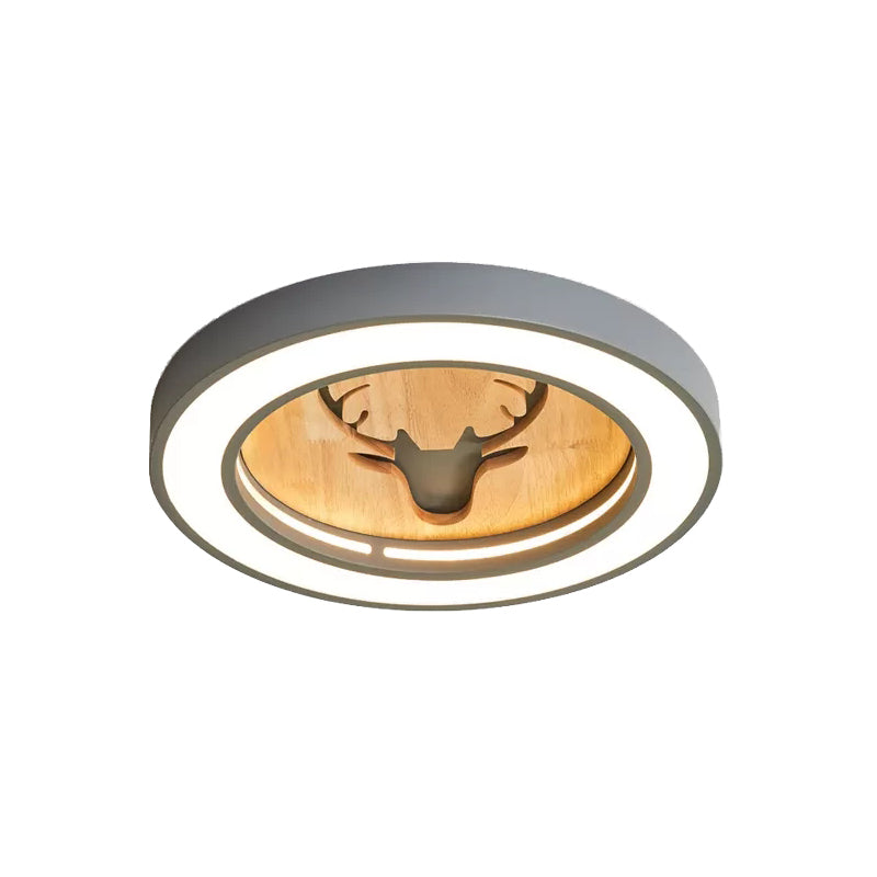 Macaron Colored Round Ceiling Fixture with Deer Nordic Acrylic Flush Ceiling Light for Hallway Clearhalo 'Ceiling Lights' 'Close To Ceiling Lights' 'Close to ceiling' 'Flush mount' Lighting' 185163