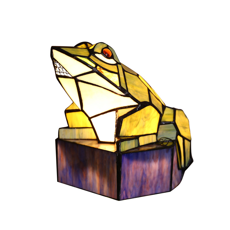 Frog Shape Accent Lamp Lodge Stained Glass 1 Light Table Lamp for Bar Clearhalo 'Lamps' 'Table Lamps' Lighting' 185259