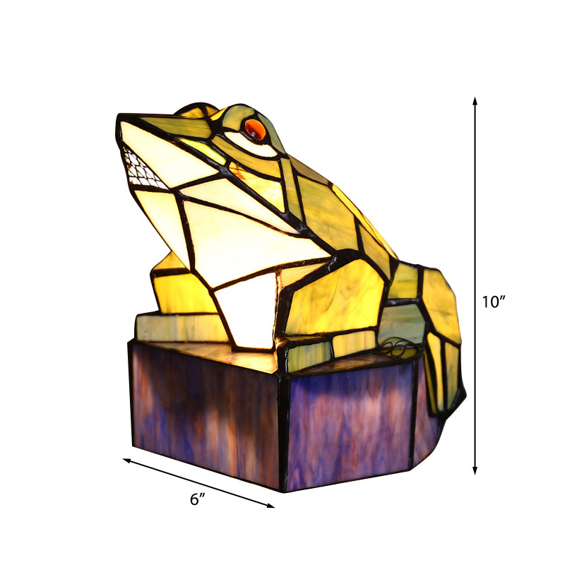 Frog Shape Accent Lamp Lodge Stained Glass 1 Light Table Lamp for Bar Clearhalo 'Lamps' 'Table Lamps' Lighting' 185260