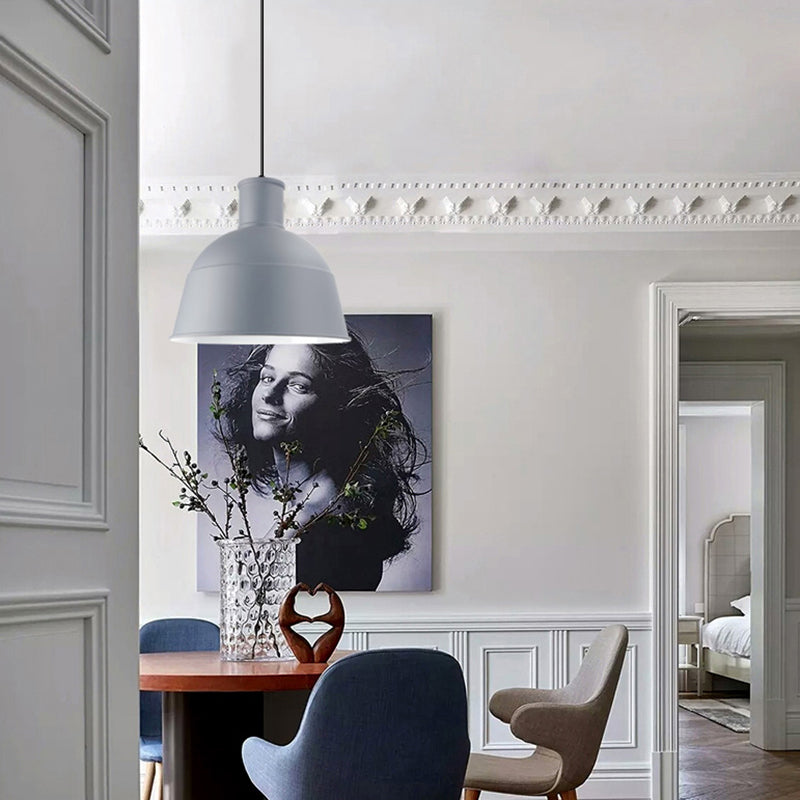 Aluminum Bowl Shade Hanging Pendant Light Meeting Room 1 Bulb Contemporary Hanging Lamp Grey Clearhalo 'Ceiling Lights' 'Modern Pendants' 'Modern' 'Pendant Lights' 'Pendants' Lighting' 185282