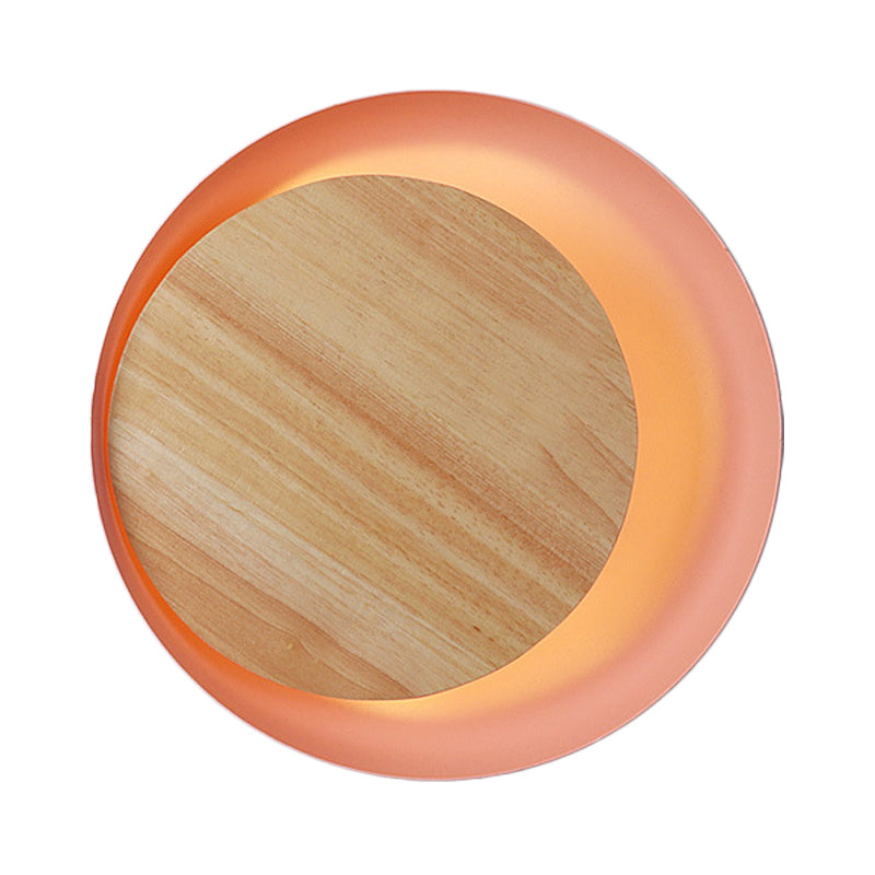 Pink Eclipse View Wall Light Macaron Loft Wood LED Wall Lamp for Stair Bathroom Clearhalo 'Wall Lamps & Sconces' 'Wall Lights' Lighting' 185287