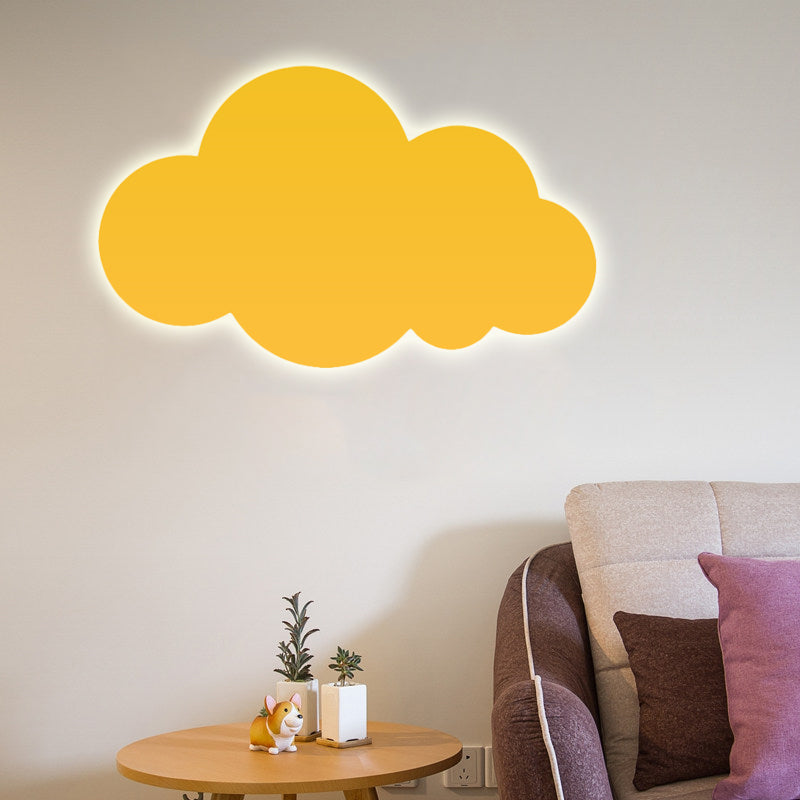 Macaron Style Cloud Wall Sconce Metal Undertint LED Wall Lamp for Kid Bedroom Yellow Clearhalo 'Wall Lamps & Sconces' 'Wall Lights' Lighting' 185320