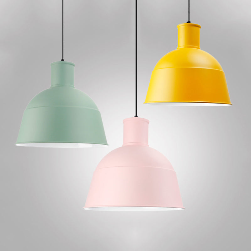 Dining Room Kindergarten Bowl Pendant Light Aluminum One-Light Macaron Loft Hanging Lamp Clearhalo 'Ceiling Lights' 'Modern Pendants' 'Modern' 'Pendant Lights' 'Pendants' Lighting' 185335