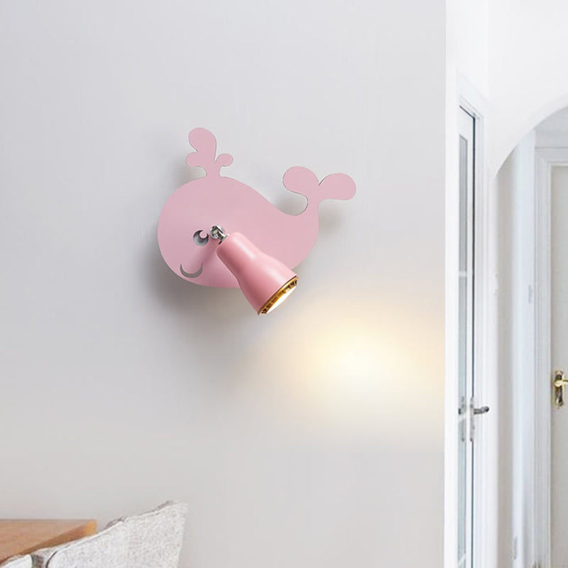 Nordic Horn Shape Wall Sconce 1 Head Metal LED Wall Light with Animal for Game Room Pink Clearhalo 'Wall Lamps & Sconces' 'Wall Lights' Lighting' 185349