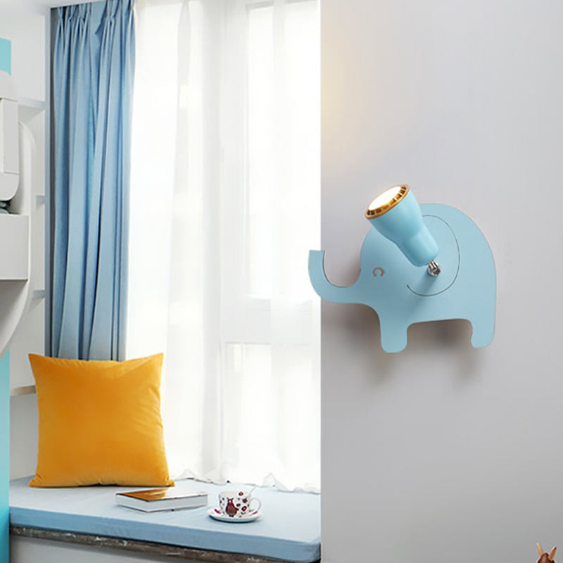 Nordic Horn Shape Wall Sconce 1 Head Metal LED Wall Light with Animal for Game Room Blue Clearhalo 'Wall Lamps & Sconces' 'Wall Lights' Lighting' 185354