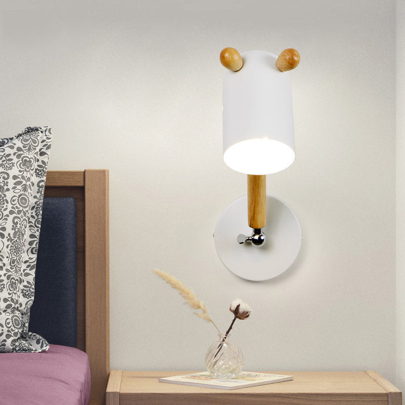 Metal Trojan Shape Wall Sconce 1 Light Nordic Stylish Wall Light for Dining Room White Clearhalo 'Wall Lamps & Sconces' 'Wall Lights' Lighting' 185378