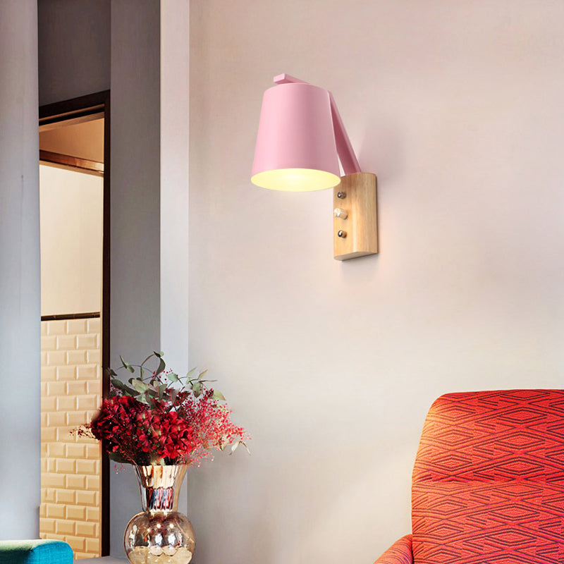 Bucket Nursing Room Wall Sconce Metal 1 Bulb Macaron Loft Candy Colored Wall Light Clearhalo 'Wall Lamps & Sconces' 'Wall Lights' Lighting' 185430