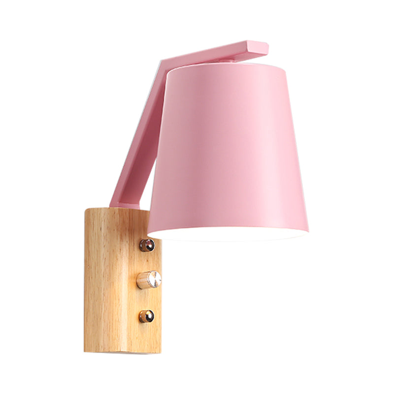 Bucket Nursing Room Wall Sconce Metal 1 Bulb Macaron Loft Candy Colored Wall Light Clearhalo 'Wall Lamps & Sconces' 'Wall Lights' Lighting' 185432