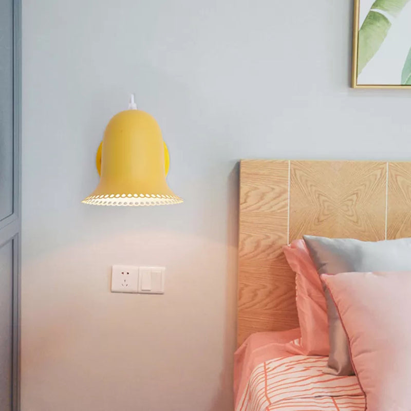 Single Light Bell Sconce Light Rotatable Macaron Loft Metal Wall Lamp for Child Bedroom Yellow Clearhalo 'Wall Lamps & Sconces' 'Wall Lights' Lighting' 185450