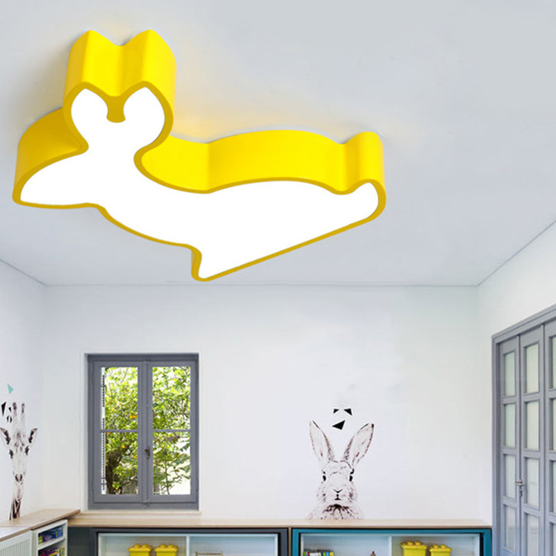 Metal Rabbit Ceiling Lamp Animal Ceiling Mount Light for Living Room Baby Bedroom Yellow Clearhalo 'Ceiling Lights' 'Close To Ceiling Lights' 'Close to ceiling' 'Flush mount' Lighting' 185452