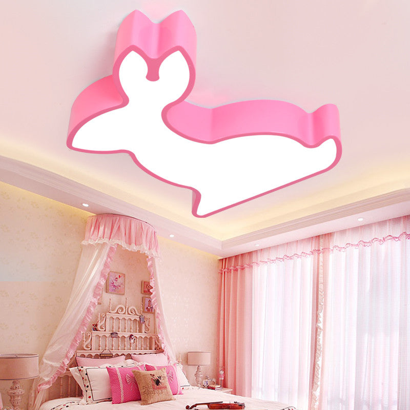 Metal Rabbit Ceiling Lamp Animal Ceiling Mount Light for Living Room Baby Bedroom Pink Clearhalo 'Ceiling Lights' 'Close To Ceiling Lights' 'Close to ceiling' 'Flush mount' Lighting' 185454