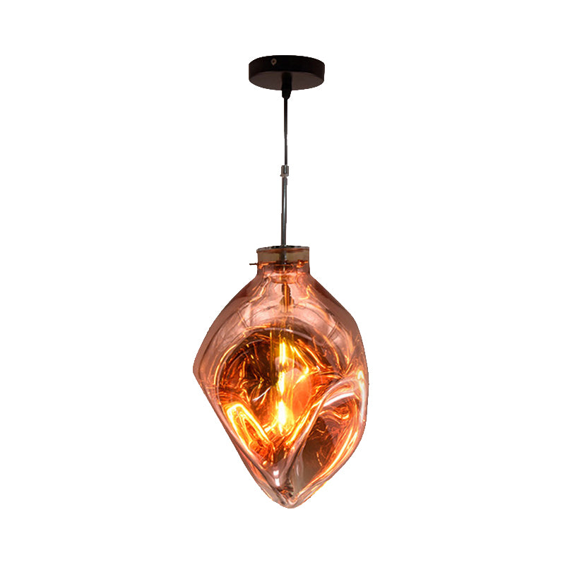 Contemporary Style Hanging Light Abstract Shade 1 Light Hammered Glass Pendant Lamp for Hotel Clearhalo 'Ceiling Lights' 'Glass shade' 'Glass' 'Modern Pendants' 'Modern' 'Pendant Lights' 'Pendants' Lighting' 185483