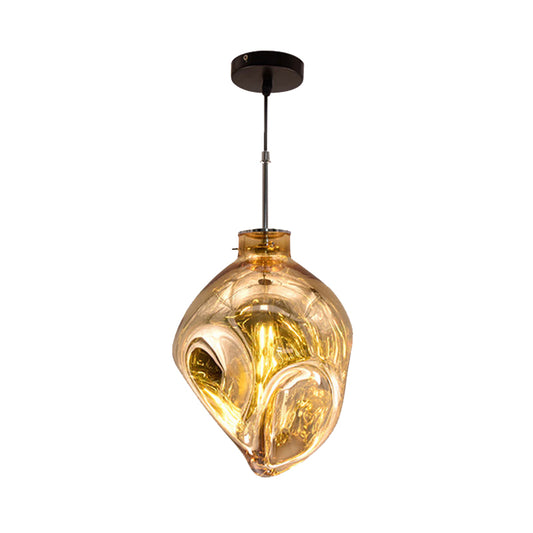 Contemporary Style Hanging Light Abstract Shade 1 Light Hammered Glass Pendant Lamp for Hotel Clearhalo 'Ceiling Lights' 'Glass shade' 'Glass' 'Modern Pendants' 'Modern' 'Pendant Lights' 'Pendants' Lighting' 185486