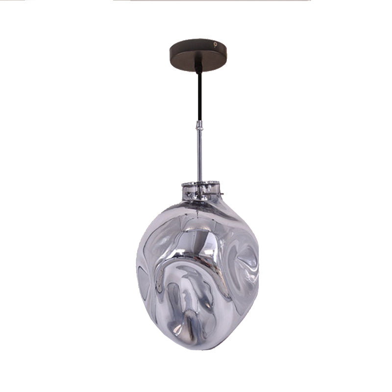 Contemporary Style Hanging Light Abstract Shade 1 Light Hammered Glass Pendant Lamp for Hotel Clearhalo 'Ceiling Lights' 'Glass shade' 'Glass' 'Modern Pendants' 'Modern' 'Pendant Lights' 'Pendants' Lighting' 185488