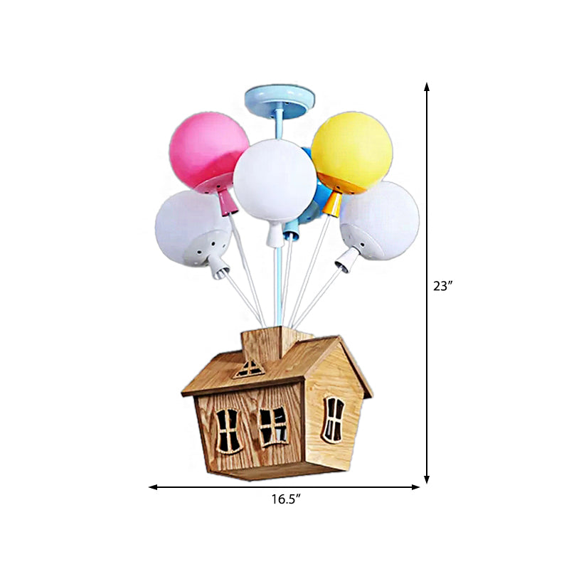 Cartoon Balloon Pendant Light Eight Lights Metal Multi-Color Chandelier with Chalet for Kindergarten Clearhalo 'Ceiling Lights' 'Chandeliers' Lighting' options 185498