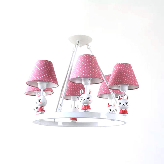 Kids Bunny Chandelier with Dot Shade Metal 3 Heads Pink Hanging Light for Girls Bedroom Clearhalo 'Ceiling Lights' 'Chandeliers' Lighting' options 185524