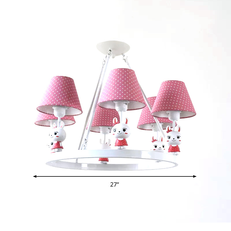 Kids Bunny Chandelier with Dot Shade Metal 3 Heads Pink Hanging Light for Girls Bedroom Clearhalo 'Ceiling Lights' 'Chandeliers' Lighting' options 185525