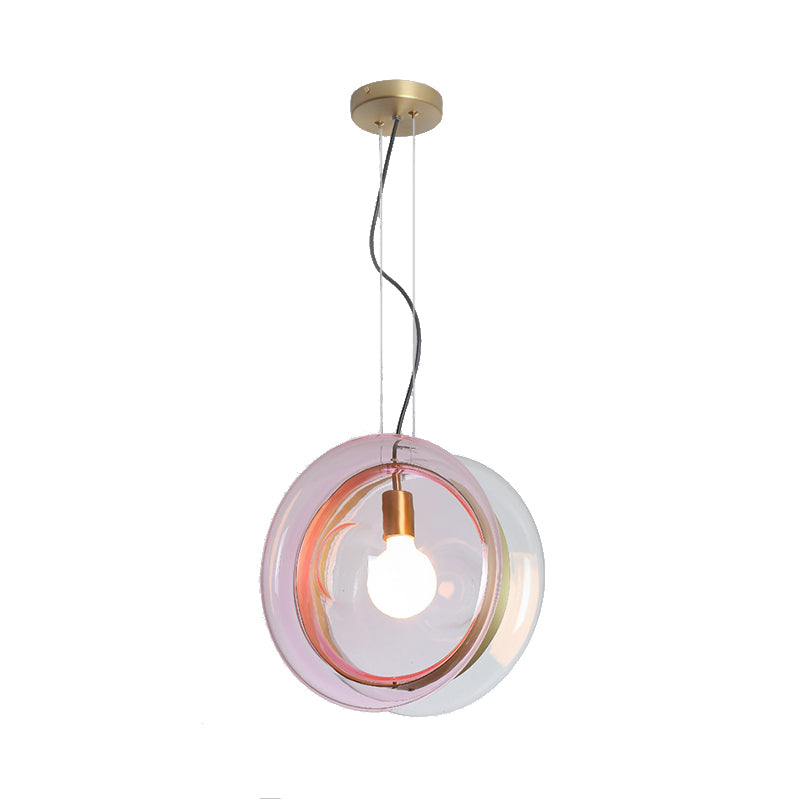 Orbit Corridor Hotel Suspension Light Glass Single Head Pendant Lamp with Brass Ring Clearhalo 'Ceiling Lights' 'Glass shade' 'Glass' 'Modern Pendants' 'Modern' 'Pendant Lights' 'Pendants' Lighting' 185539