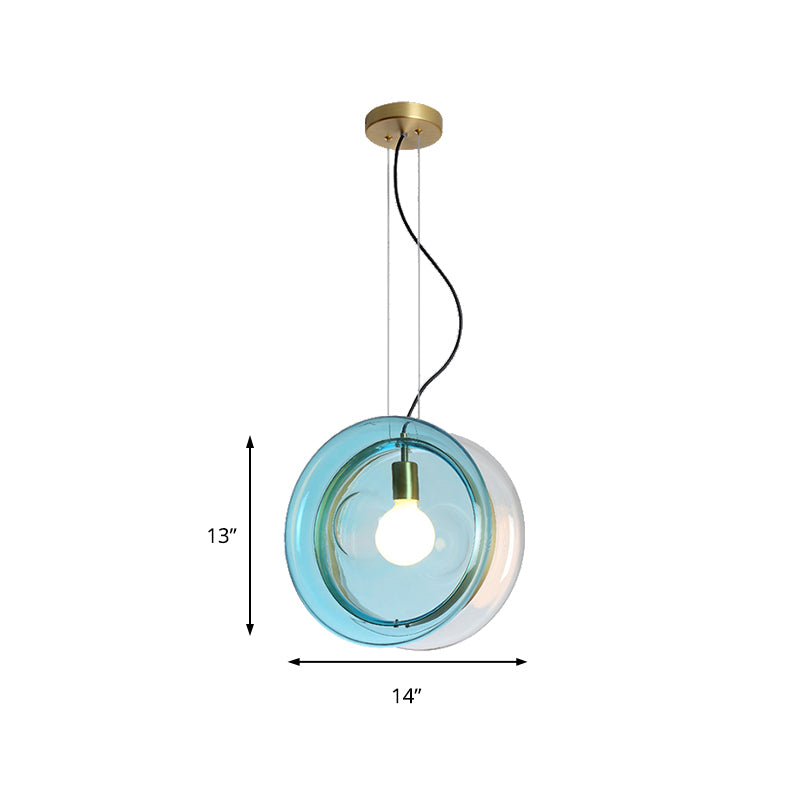 Orbit Corridor Hotel Suspension Light Glass Single Head Pendant Lamp with Brass Ring Clearhalo 'Ceiling Lights' 'Glass shade' 'Glass' 'Modern Pendants' 'Modern' 'Pendant Lights' 'Pendants' Lighting' 185544